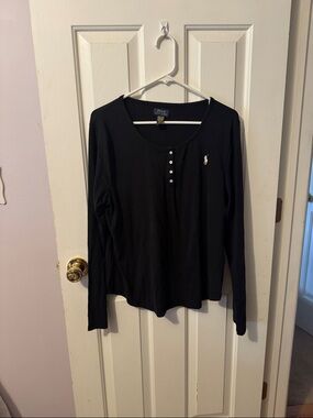 Polo by Ralph Lauren Black Long-Sleeve Henley with Pony Logo